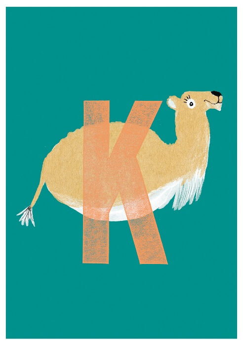 Buchstabenkarte `K` wie Kamel