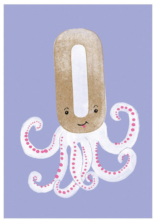 Buchstabenkarte `O`  wie Octopus