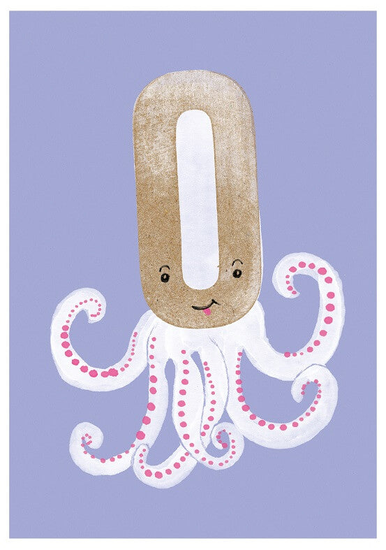 Buchstabenkarte `O` wie Octopus